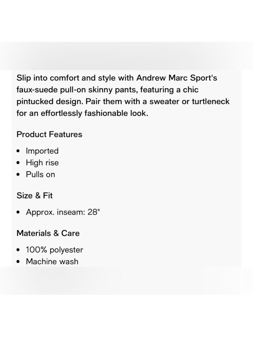 Andrew Marc Pintuck Skinny Faux Suede Pants in Walnut - Picture 7 of 9